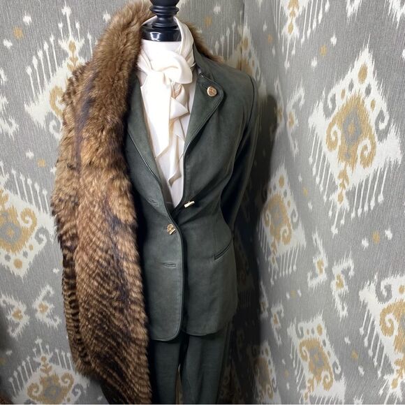 Ralph Lauren Fall 2006 Loden Lamb Suede 2-Piece Pant Suit - Picture 11 of 16